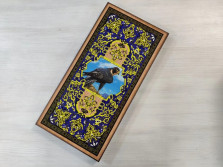 Нарды деревянные подарочные с цветным рисунком и полем для шашек Сокол средние 50 см — hichess.ru - шахматы, нарды, настольные игры