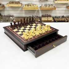 Шахматный ларец с выдвижными ящиками венге Ретро падук — hichess.ru - шахматы, нарды, настольные игры