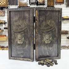 Нарды брашированные деревянные Король Лев 60 см &mdash; hichess.ru - шахматы, нарды, настольные игры