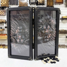 Нарды стеклянные эксклюзивные Голова льва 60 см &mdash; hichess.ru - шахматы, нарды, настольные игры