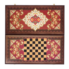 Нарды деревянные Красный узор большие 60 на 60 см — hichess.ru - шахматы, нарды, настольные игры