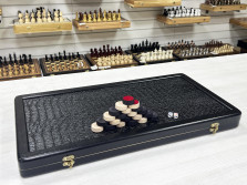 Нарды кожаные Презент Большие 60 см + фишки Люкс — hichess.ru - шахматы, нарды, настольные игры