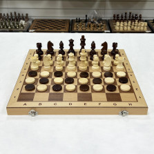 Шахматы + шашки магнитные интарсия светлые 39 см — hichess.ru - шахматы, нарды, настольные игры