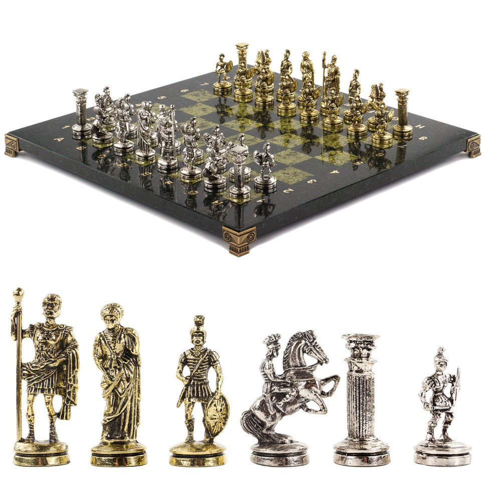 Шахматы "Римские воины" 36х36 см змеевик фото 1 — hichess.ru - шахматы, нарды, настольные игры