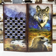  Нарды деревянные горный орел и степной волк большие 60 на 60 см — hichess.ru - шахматы, нарды, настольные игры