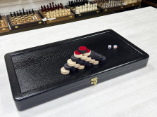 Нарды кожаные Презент средние 50 см + фишки Люкс — hichess.ru - шахматы, нарды, настольные игры