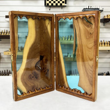 Нарды подарочные из ореха и эпоксидной смолы 50 см — hichess.ru - шахматы, нарды, настольные игры