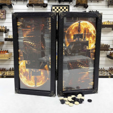 Нарды стеклянные эксклюзивные Лунный корабль 60 см &mdash; hichess.ru - шахматы, нарды, настольные игры