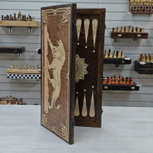 Нарды деревянные Царь Зверей подарочные большие — hichess.ru - шахматы, нарды, настольные игры