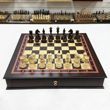 Шахматный ларец с выдвижными ящиками подарочный венге Бастион &mdash; hichess.ru - шахматы, нарды, настольные игры
