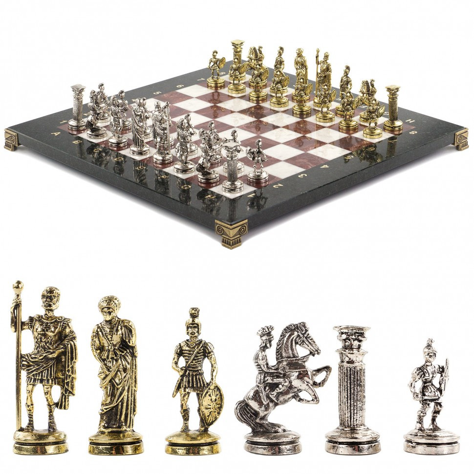 Шахматы "Римские воины" 36х36 см лемезит мрамор фото 1 — hichess.ru - шахматы, нарды, настольные игры