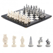 Шахматы сувенирные &quot;Северные народы&quot; камень змеевик мрамор 40х40 см — hichess.ru - шахматы, нарды, настольные игры