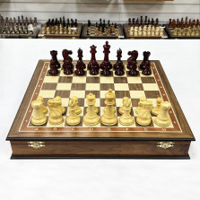 Шахматный ларец орех Стаунтон ретро самшит падук — hichess.ru - шахматы, нарды, настольные игры