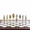 Шахматы металлические Воины с каменным полем на деревянном ларце фото 2 — hichess.ru - шахматы, нарды, настольные игры