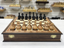 Шахматный ларец Орех с фигурами Неваляшки 40 см — hichess.ru - шахматы, нарды, настольные игры