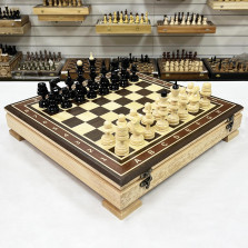 Шахматный ларец турнирный венге с фигурами Точенка большой — hichess.ru - шахматы, нарды, настольные игры