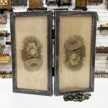 Нарды брашированные деревянные Король лев светлые60 см &mdash; hichess.ru - шахматы, нарды, настольные игры