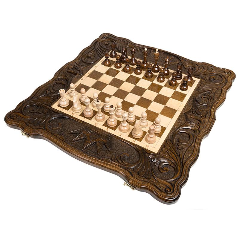 Шахматы + нарды резные Корона 60, Haleyan фото 1 — hichess.ru - шахматы, нарды, настольные игры