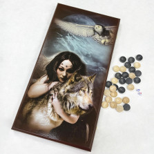 Нарды деревянные Девушка и Волк большие 60 см — hichess.ru - шахматы, нарды, настольные игры