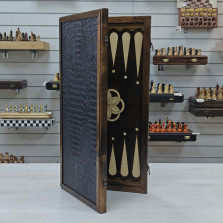 Нарды дерево/кожа черные подарочные большие — hichess.ru - шахматы, нарды, настольные игры