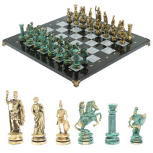 Шахматы &quot;Древний Рим&quot; фигуры бронза / патина 44х44 см серый мрамор — hichess.ru - шахматы, нарды, настольные игры