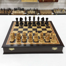 Шахматы подарочные в ларце из дерева венге с фигурами из карельской березы &mdash; hichess.ru - шахматы, нарды, настольные игры
