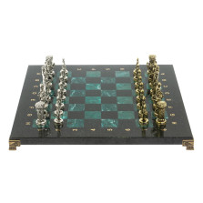 Шахматы каменные подарочные &quot;Рыцари&quot; доска 36х36 шабровский змеевик — hichess.ru - шахматы, нарды, настольные игры