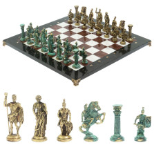Шахматы &quot;Древний Рим&quot; фигуры бронза / патина 44х44 см змеевик 128389 — hichess.ru - шахматы, нарды, настольные игры