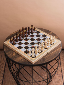 Шахматы-нарды-шашки деревянные с рисунком под мрамор — hichess.ru - шахматы, нарды, настольные игры