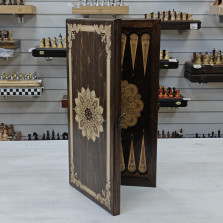 Нарды деревянные Цветочный узор подарочные средние — hichess.ru - шахматы, нарды, настольные игры