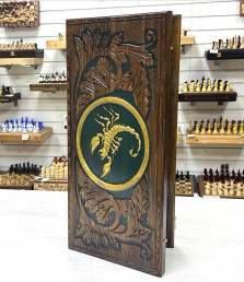 Нарды резные с эпоксидной смолой Скорпион из бука 60 см — hichess.ru - шахматы, нарды, настольные игры