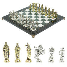 Шахматы &quot;Рыцари крестоносцы&quot; доска 44х44 см из мрамора и змеевика — hichess.ru - шахматы, нарды, настольные игры