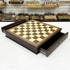 Шахматный ларец с выдвижными ящиками для больших фигур Антик дуб 5 см — hichess.ru - шахматы, нарды, настольные игры