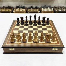 Шахматы в ларце из дерева ореха с фигурами Суприм бук &mdash; hichess.ru - шахматы, нарды, настольные игры