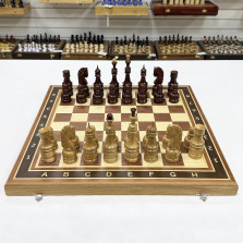 Шахматы деревянные  красное дерево с фигурами из дуба ручной работы 50 см &mdash; hichess.ru - шахматы, нарды, настольные игры