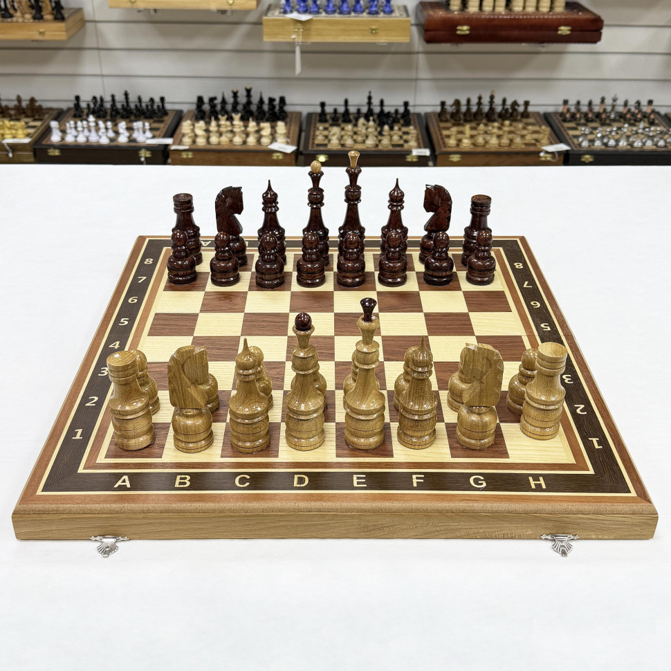 Шахматы деревянные  красное дерево с фигурами из дуба ручной работы 50 см фото 1 &mdash; hichess.ru - шахматы, нарды, настольные игры