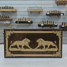 Нарды деревянные Львы подарочные большие — hichess.ru - шахматы, нарды, настольные игры