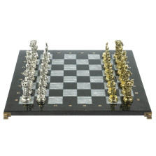 Шахматы подарочные &quot;Средневековые рыцари&quot; доска серый мрамор 44х44 — hichess.ru - шахматы, нарды, настольные игры