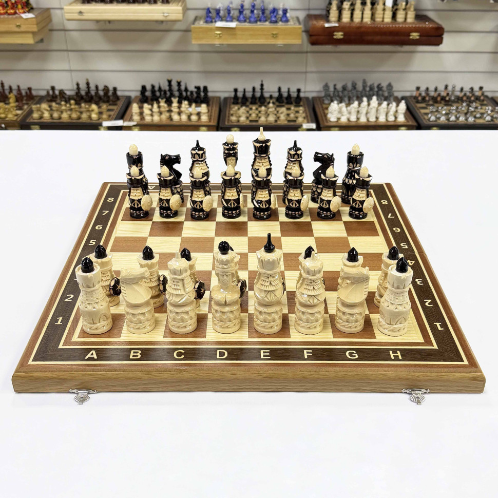 Шахматы подарочные ручной работы орех Русские воины большие фото 1 &mdash; hichess.ru - шахматы, нарды, настольные игры