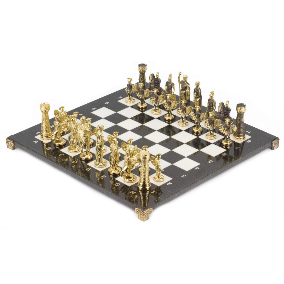 Шахматы "Римские" бронза мрамор 40х40 см фото 1 — hichess.ru - шахматы, нарды, настольные игры
