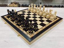 Шахматы резные ручной работы большие из дерева 47 см, лакированные — hichess.ru - шахматы, нарды, настольные игры