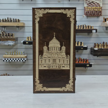 Нарды деревянные Храм Христа Спасителя подарочные большие — hichess.ru - шахматы, нарды, настольные игры