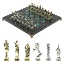 Шахматы &quot;Греко-Римская война&quot; 32х32 см из змеевика и мрамора — hichess.ru - шахматы, нарды, настольные игры