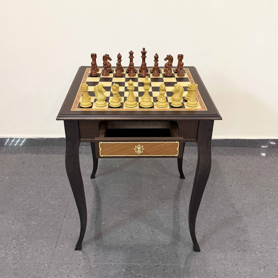 Шахматный стол венге ясень с фигурами из композита фото 1 &mdash; hichess.ru - шахматы, нарды, настольные игры