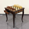 Шахматный стол подарочный венге ясень с фигурами из янтаря фото 3 &mdash; hichess.ru - шахматы, нарды, настольные игры