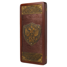 Нарды кожаные подарочные Герб золотой — hichess.ru - шахматы, нарды, настольные игры