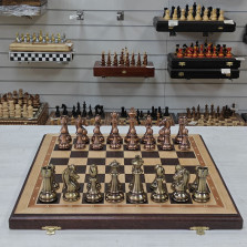 Шахматы подарочные из дуба большие с фигурами Антик из композита — hichess.ru - шахматы, нарды, настольные игры