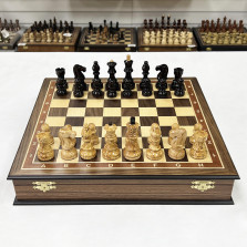 Шахматный ларец подарочный орех Стаунтон карельская береза малый — hichess.ru - шахматы, нарды, настольные игры