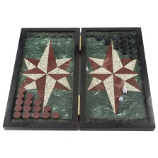 Нарды &quot;Звезда&quot; мрамор змеевик лемезит — hichess.ru - шахматы, нарды, настольные игры