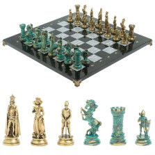 Шахматы &quot;Средневековые рыцари&quot; фигуры бронза / патина серый мрамор 44х44 см — hichess.ru - шахматы, нарды, настольные игры